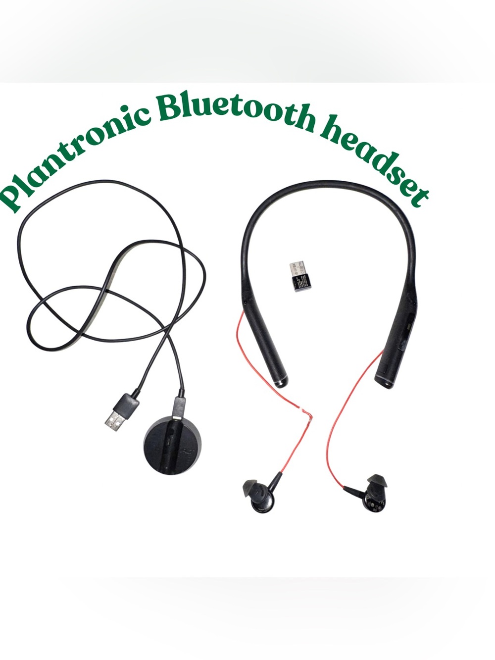 Plantronics Bluetooth Wireless Neckband Headset Earbuds + USB Dongle Charger